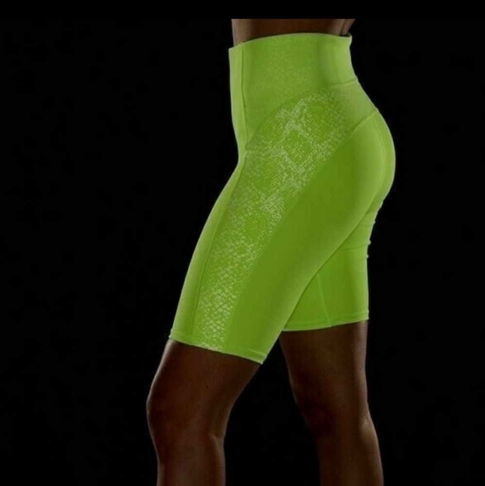 Athleta Neon green stay fly short